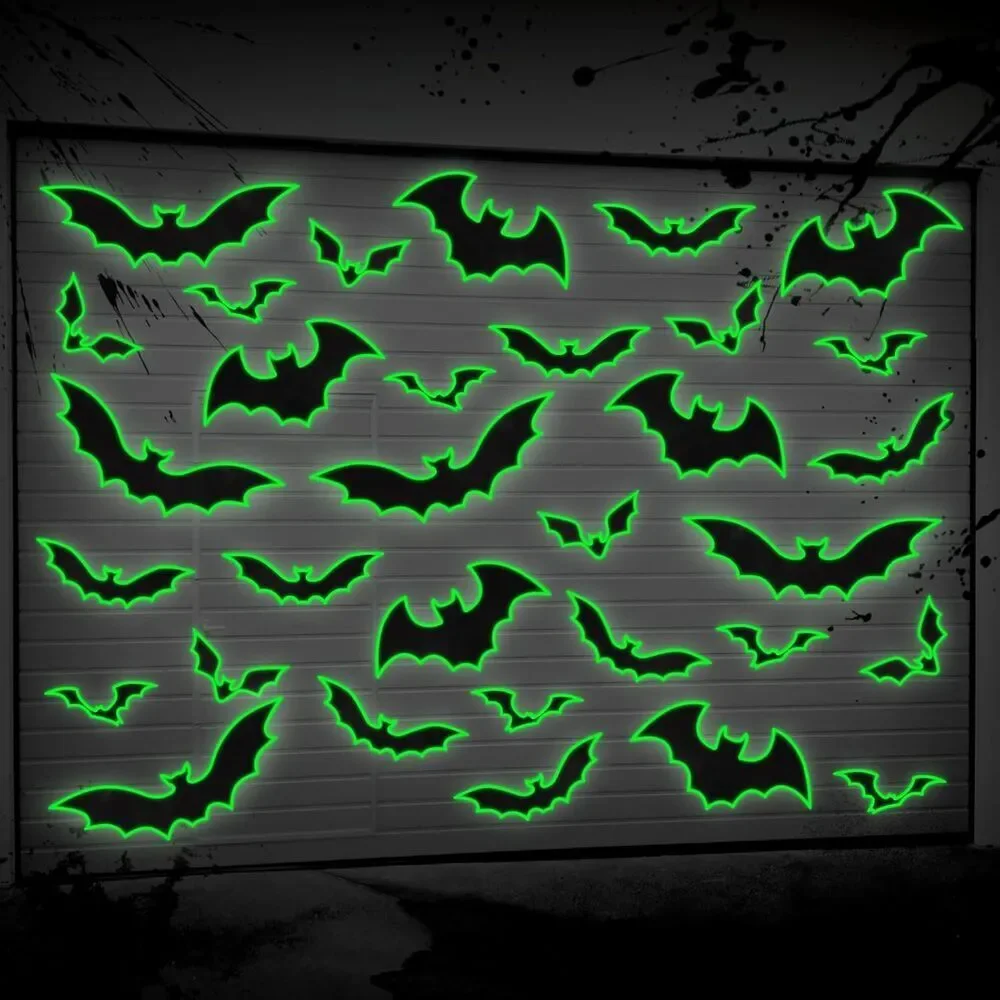 Halloween Bat Magnets 30PC Glow in Dark Garage Door Indoor Outdoor Decor